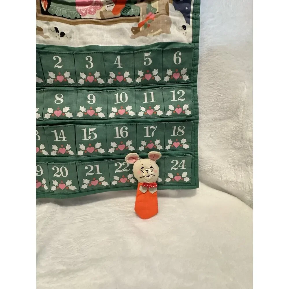 vintage 1987 Avon Countdown to Christmas fabric wall-hanging With Mouse Marker